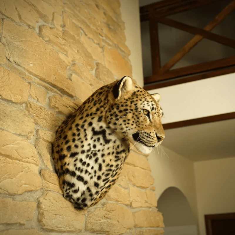Support mural avec tête de léopard